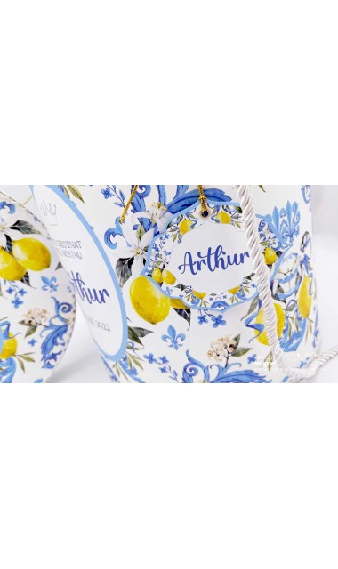 Trusou botez mediteranean inspiratie italia Capri Sorrento cu lamai si faianta alb cu albastru Italian Boy 21